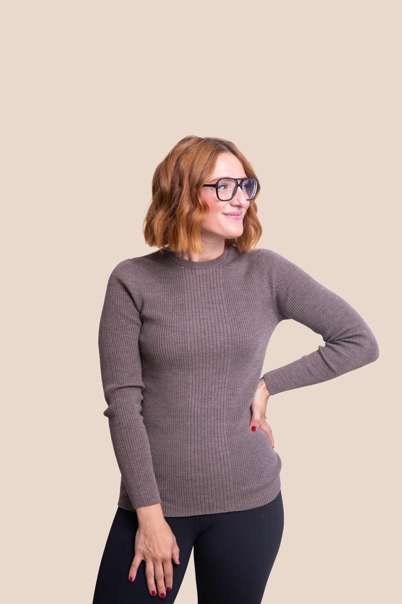 Fitted Merino Wool Long Sleeve Pullover
