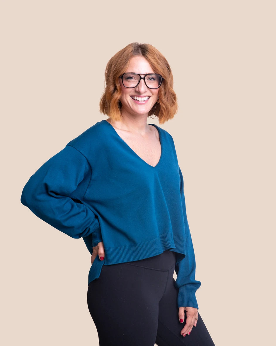 Alina Drop Shoulder V-Neck Pullover